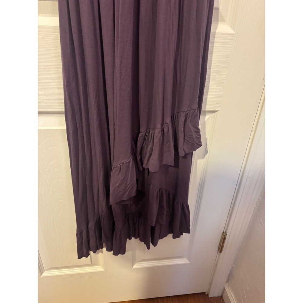 Mother Bee Maternity High Low Ruffle Dress Plum Purple V-Neck Short Sleeve Med - Picture 5 of 6